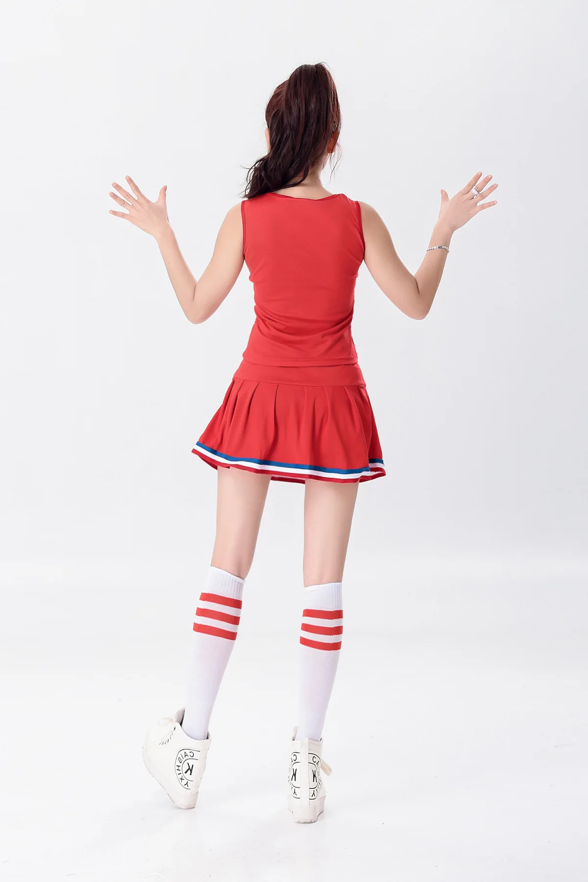 Бесплатные подарки: 2 шт. помпоны+ 1 носки) платье для Черлидинга Студенческая спортивная одежда для Черлидинга гимнастическая одежда для женщин и взрослых школьная форма