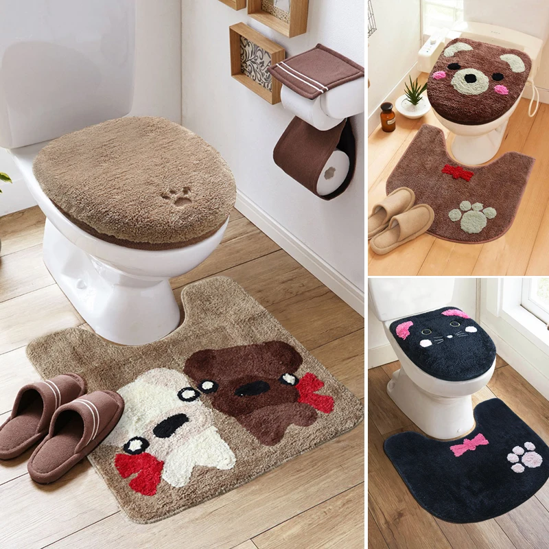 Universal Flannel Soft Washable Toilet Seat Warm Cover Mat Set for Home Decor UK