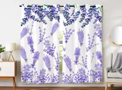 HommomH шторы (2 панели) Втулка Топ затемнение комнаты Лаванда фиолетовые цветы