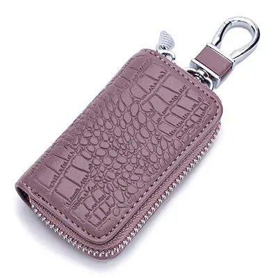 Брелок Для мужчин Для женщин Key Holder Органайзер из натуральной кожи чехол кожа сумка ключи от машины бумажник ключница случае ключ мини сумка карты - Цвет: Purple