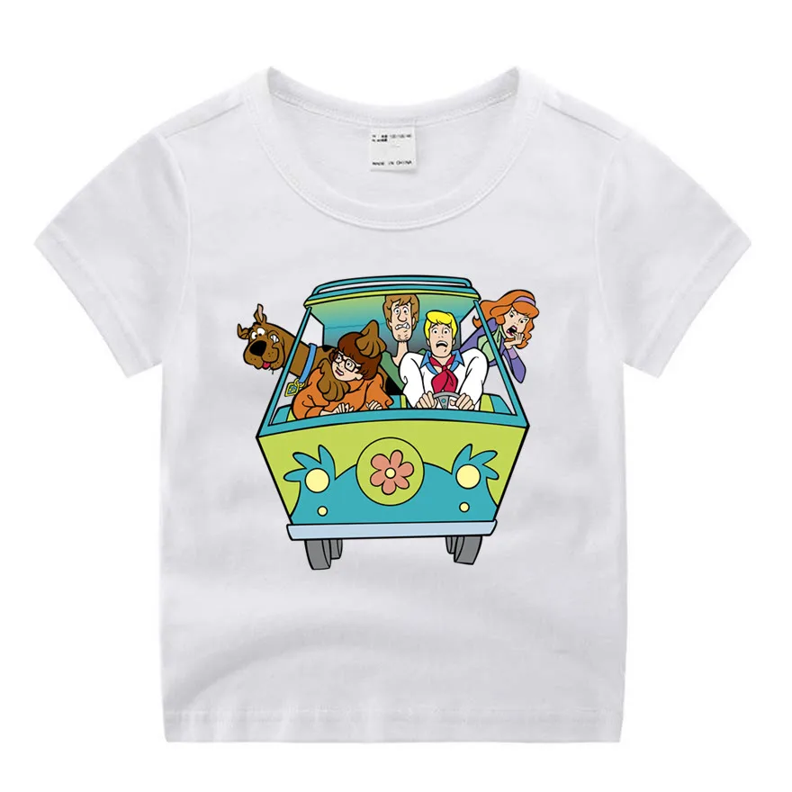 Дети мультфильм фильм «Скуби Ду» смешной мультяшный принт футболка Для детей, на лето топы с круглым вырезом для мальчиков и девочек футболка детская одежда - Цвет: P644-16