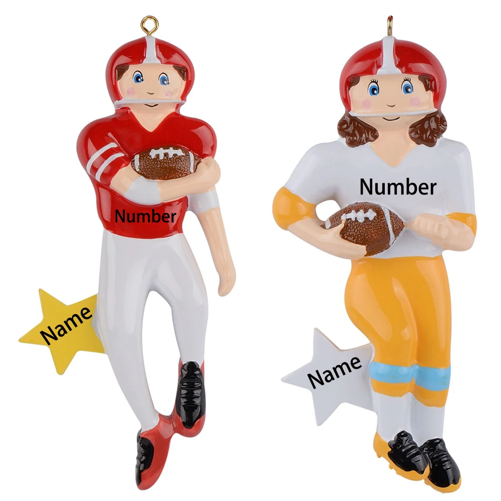 

Personalized rugby or american football girl polyresin glossy Christmas tree ornament or for home decoration 2015