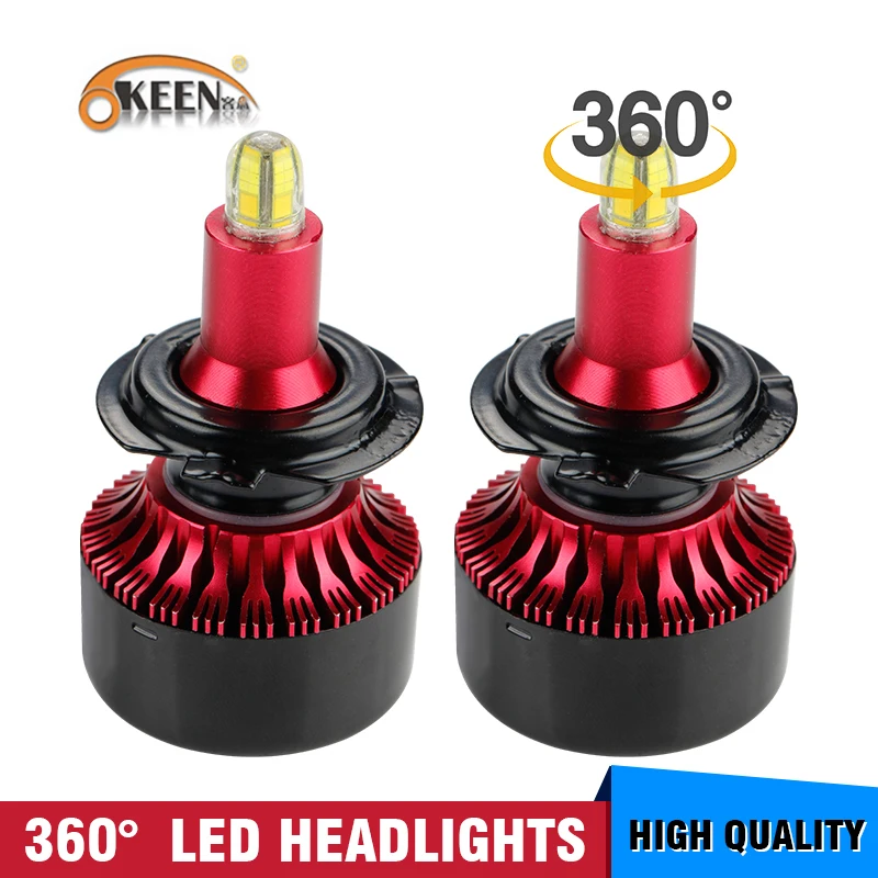 

OKEEN 2pcs Car 3D Mini Canbus H7 LED Headlight Bulbs H1 H3 H8 9005 9006 Auto Lamp 360 degree LED Headlamp 6000K White Fog Light