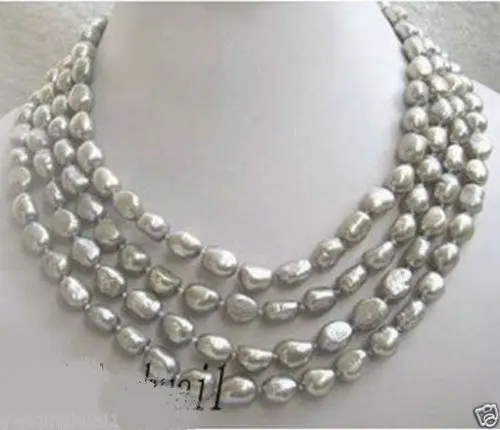 

Free Shipping >> 60'' baroque silver gray pearl necklac
