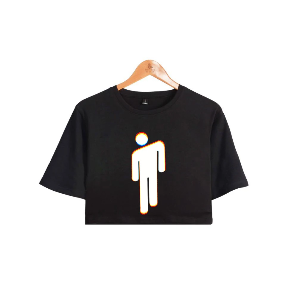 

2019 New print singer Billie Eilish Tops Crops Summer Shorts T-shirt Women Sexy Clothes Hot Sale Casual Harajuku Plus Size XXL