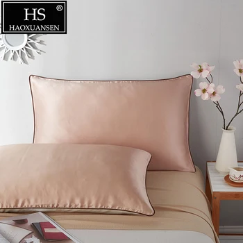 

HS 1 pair Luxury 100% Pure Mulberry Silk Pillow Case Soft Smooth 19 Momme Mulberry Silk Pillow Cover Envelope silk Pillowcases