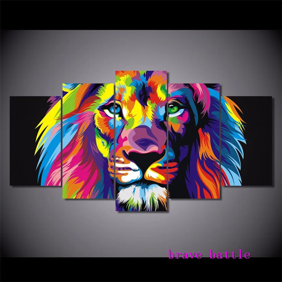 Colorful Lion Canvas Painting Living Room Home Decor Modern Mural Art Oil | Дом и сад