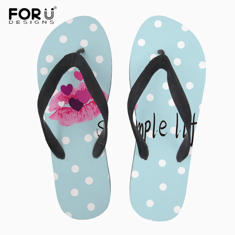 

FORUDESIGNS 2019 Designer Lip Dot Printing Summer Women Slippers Flip Flops Comfortable Flat Female Sandals Mujer Zapatillas