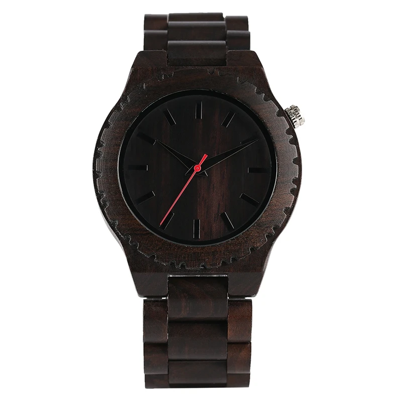 

Full Ebony Wooden Watch Men Nature Wood Creative Watches Women Quartz Modern 2017 New Arrival Gift Bangle Bamboo Handmade Clock