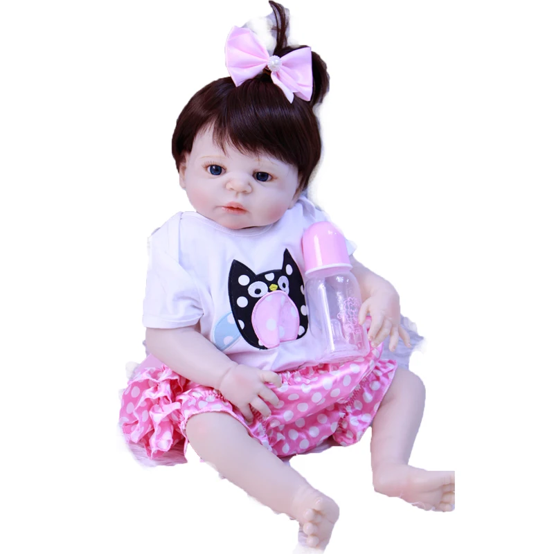 

23inch Full Silicone reborn babies girl dolls collectible bebe alive adorable safe doll toys as kids Xmas birthday gift toy