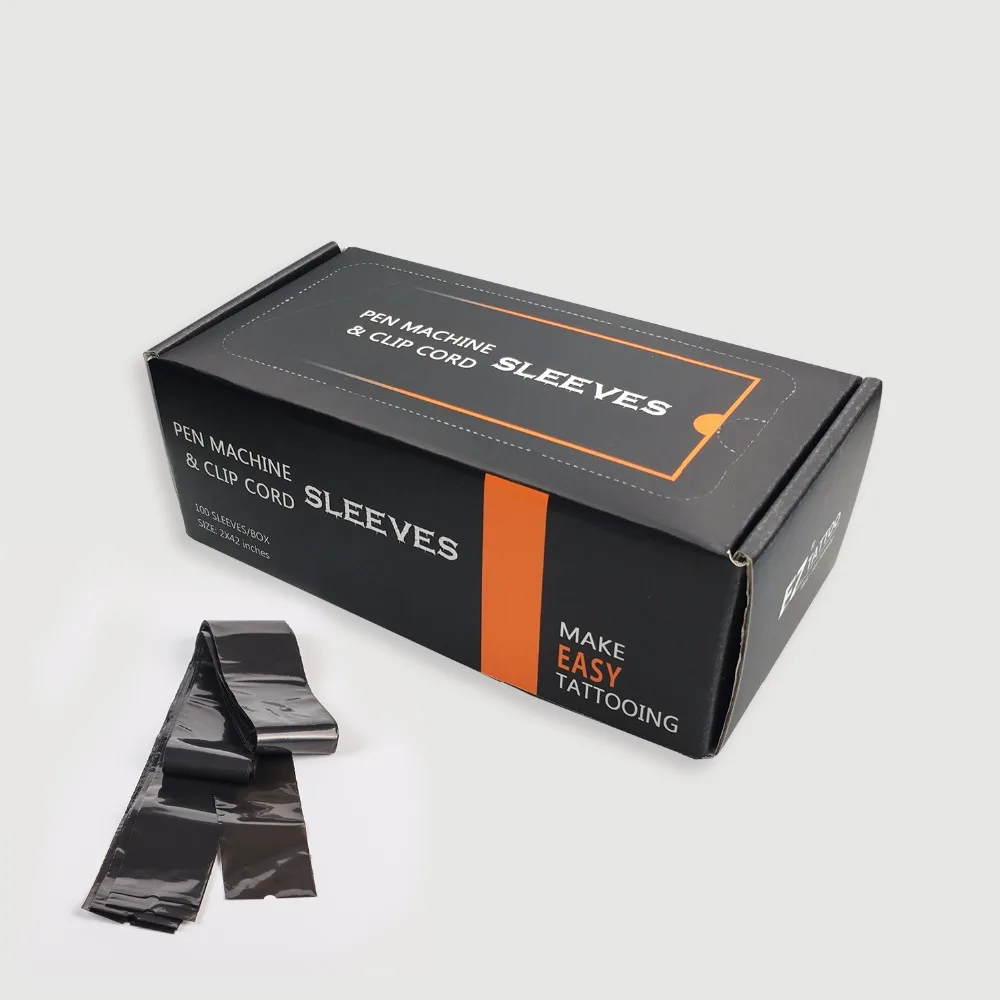 

100 Sleeves/Box 42"*2.0'' EZ Cartridge Tattoo Pen Machine Clip Cord Sleeves for Regular Clip Cord & Pen Type Tattoo Machine