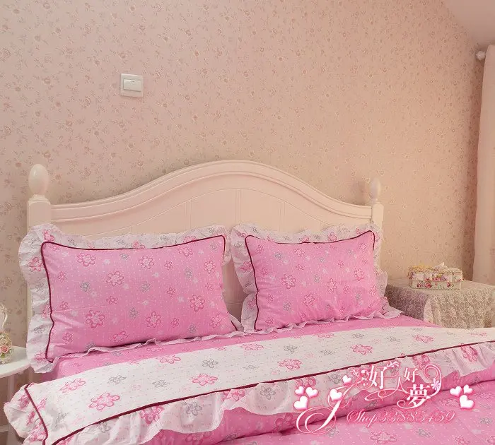 Free Shipping 100 Cotton Big Pink Flower Design Bedding Set