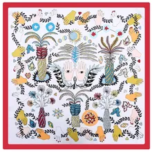 LEAYH 60*60cm Square Silk Scarf Women Monster eyes Hands Printed  Foulard Female Neckerchief Small Bandana Scarves 