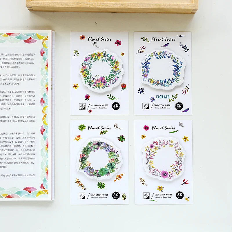 

4 pcs/Lot Floral series sticky note 30 sheet flower memo pad planner stickers Stationery Office accessories School supplies 6424