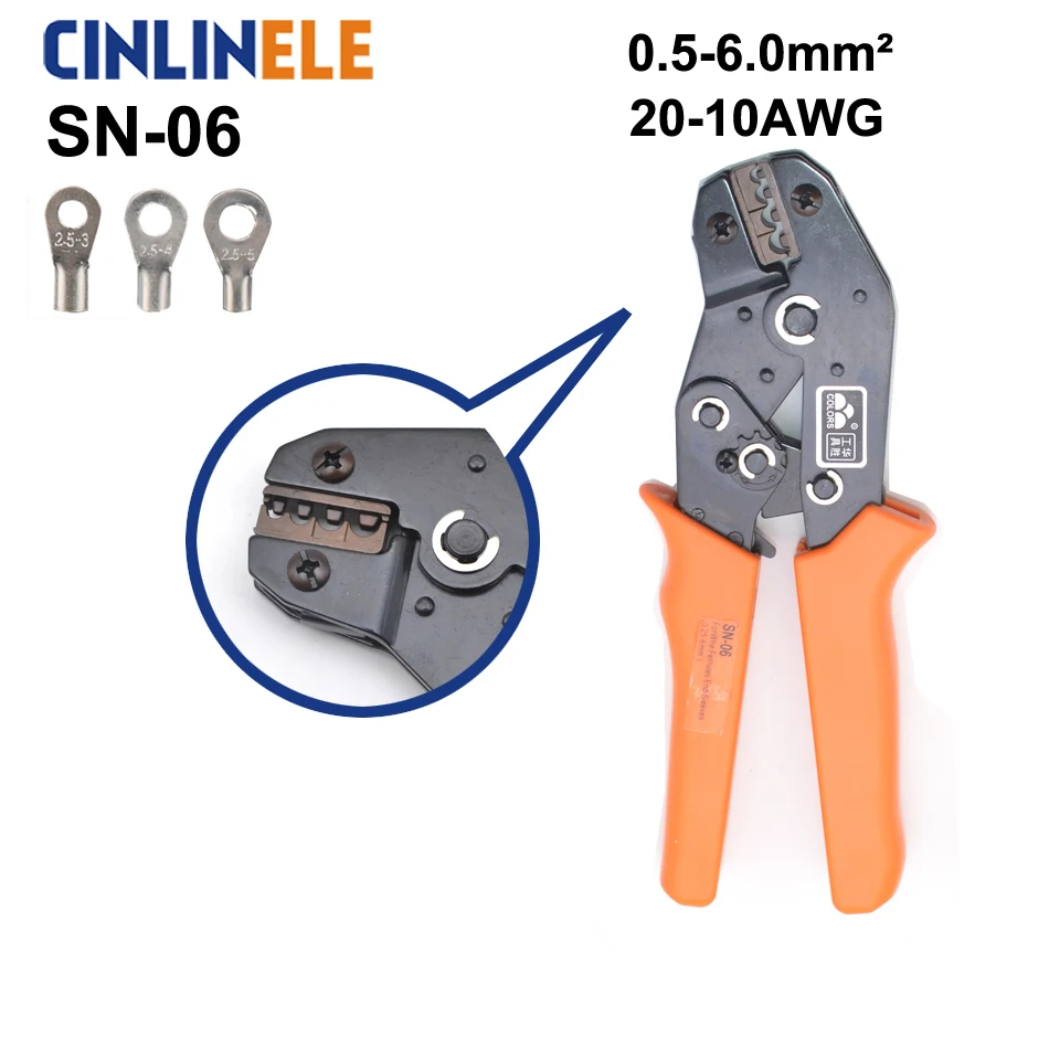 

Free Shipping SN-06 0.5-6.0mm 20-10AWG Mini Type Self Adjustable Crimping Hand Pliers Electrical Wire Terminals Crimper Tools