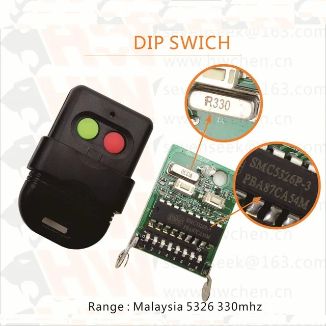

Singapore malaysia 5326 330mhz dip switch auto gate duplicate remote control key fob 2-Channel Remote Control Replacement