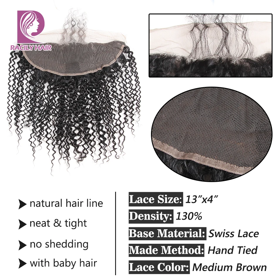 Racily Hair 13X4 Brazilian Deep Wave Lace Frontal Closure Color 1B Remy Human Hair Free/Middle/Three Part Frontal Free Shipping