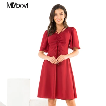 

Mlybovi Classy Black Plus Size Red Solid V Neck Slim Dress Women Spring Office Lady Bodycon Basics Plus Size Long Dresses