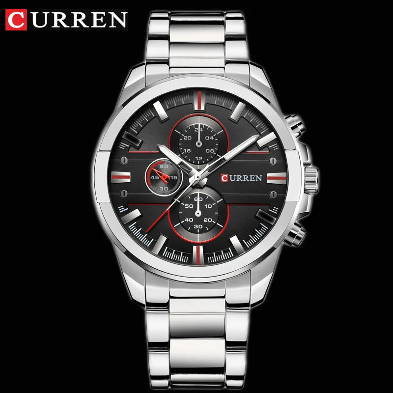  CURREN Classic Stainless Steel Strap Watches Men Military Analog Quartz Wristwatch For Mens Clock C