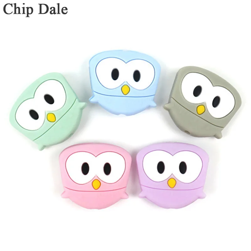 

5Pcs Owl Silicone Teether Beads Baby Teething Nursing Diy Handmade Necklace Pacifier Clip Food Grade Infant Oral Care Gift