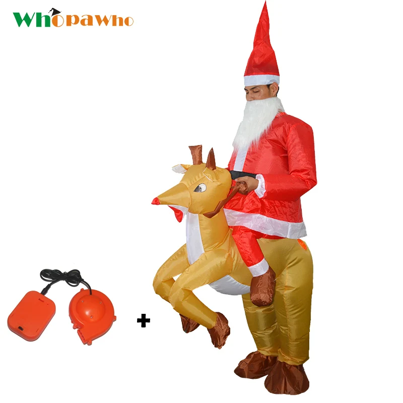 Adult Inflatable Christmas Costume Ride on Deer Santa Claus Costume