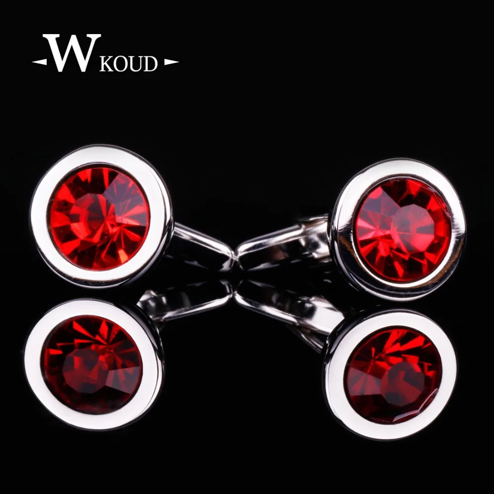Red crystal mens shirt cufflinks for mens cuff links cuff / Metal