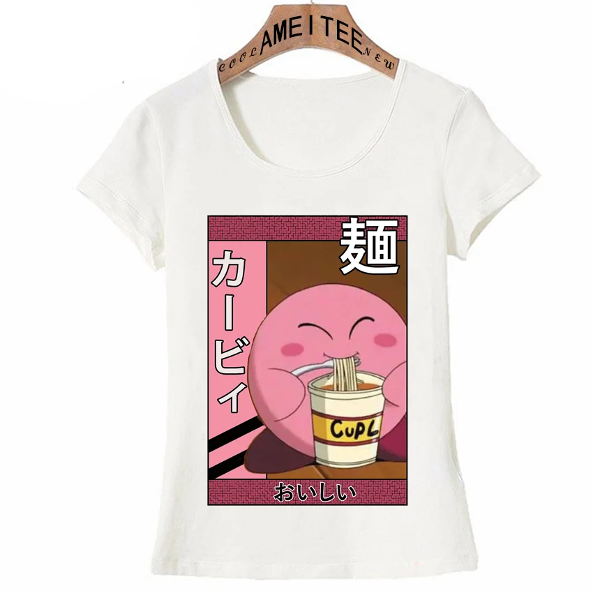 

Cartoon Anime Kirby Eating Cute Print T-Shirt Summer Hip Hop Women t-shirt Casual Girl Tops Fashion Woman Punk Tees