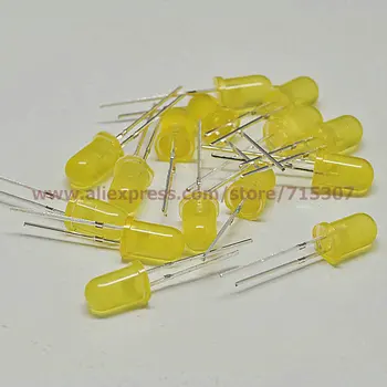 

PHISCALE 50pcs 5mm yellow led round with domed top yellow lens high brightness 2pins though hole