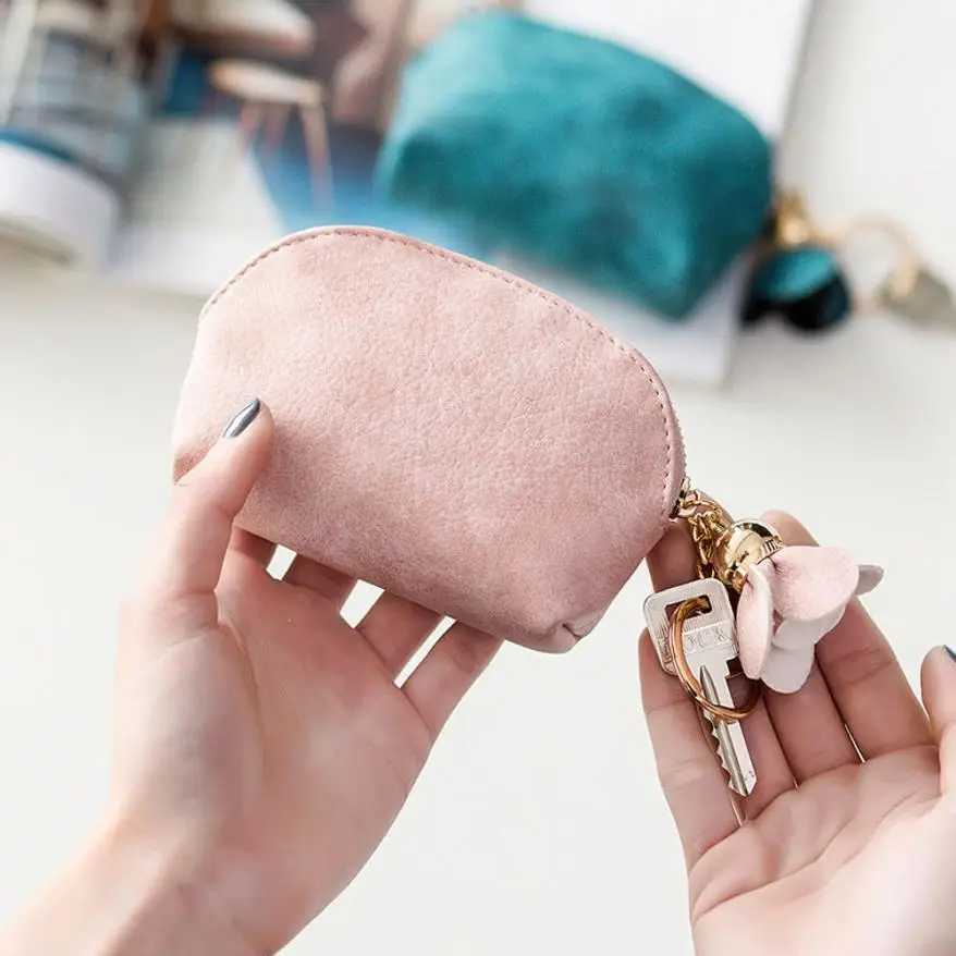 

2019 Women Leather Small Mini Wallet Holder Female Wallet Case Clutch Carte Porte Card Key Money Bag Zip Coin Purse Holder