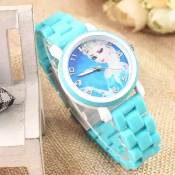 

Hot-selling children cartoon ice princess princess aisha Ann resin silicone buckle girl watch birthday gift