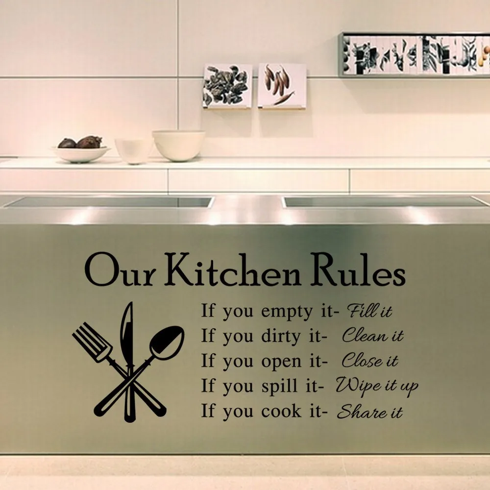 1PCS Kitchen Rules Vinyl Wall Stickers for Kids Room Lettering Art Quote Decals Home Poster Sofa Wall Decoration 6D 1PCS Kitchen Rules Vinyl Wall Stickers for Kids Room Lettering Art Quote Decals Home Poster Sofa Wall Decoration 6D