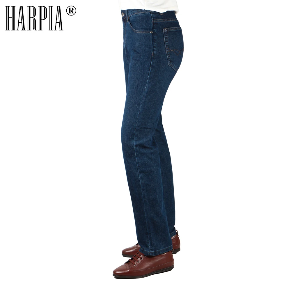 HARPIA Jeans Mens Classic Jeans Male Denim Dark blue Casual Simple Trousers Straight Pants Elasticity Top quality Pant Size32-42