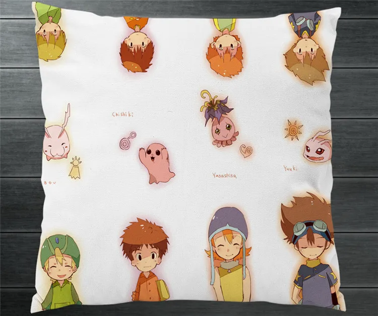 

Anime Digimon Adventure Digital Monster Two Side 40x40cm Pillowcase Pillow Case Cover Cosplay Manga Gift BED/SOFA/CAR Decor P19