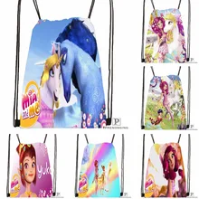 Custom Mia and Magic Me Drawstring Backpack Bag Cute Daypack Kids Satchel (Black Back) 31x40cm#180531-04-01