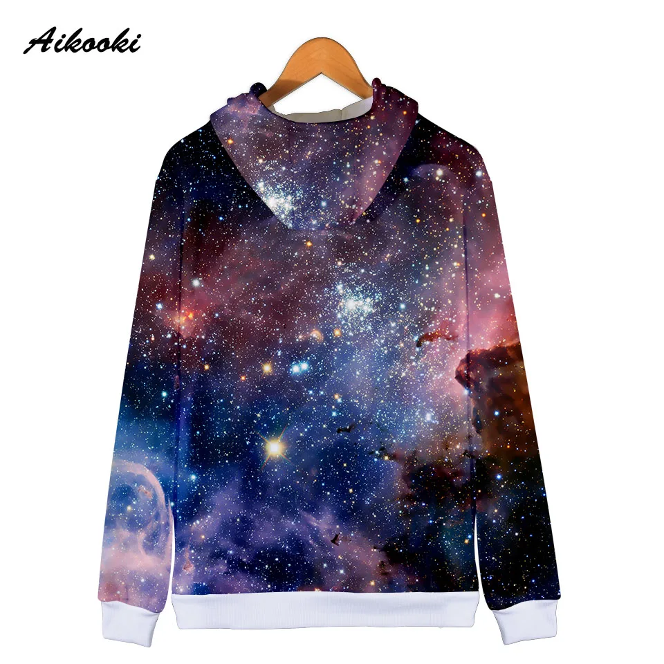 Aikooki Space Galaxy Zipper Hoodies Men/Women Sweatshirt Hoody Stars Of Space Galaxy Hooded Boy/Girls Autumn Winter Polluver Top