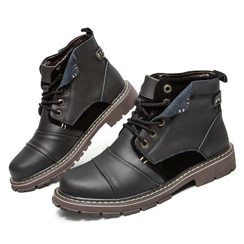 

New Spring Autumn Martin Boots Men Fashion Retro Work Boots Brand Designer Handmade Men Motorcycle Boots Cow Leather Men Shoes