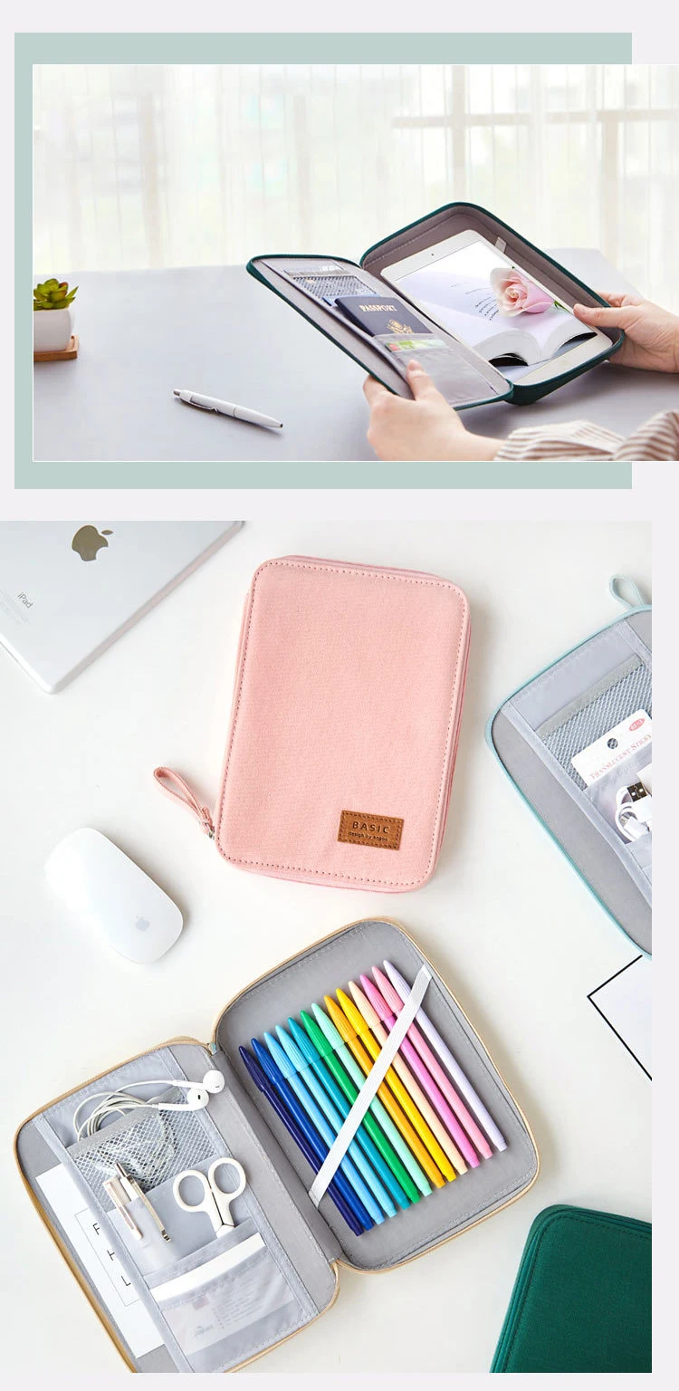 Caixa de Armazenamento Bolsa para Pencilcase Grande Capacidade Case Lápis Lona Zíper Bonito Criativo Caneta Portátil Escola Papelaria 7 Material escolar e de escritório