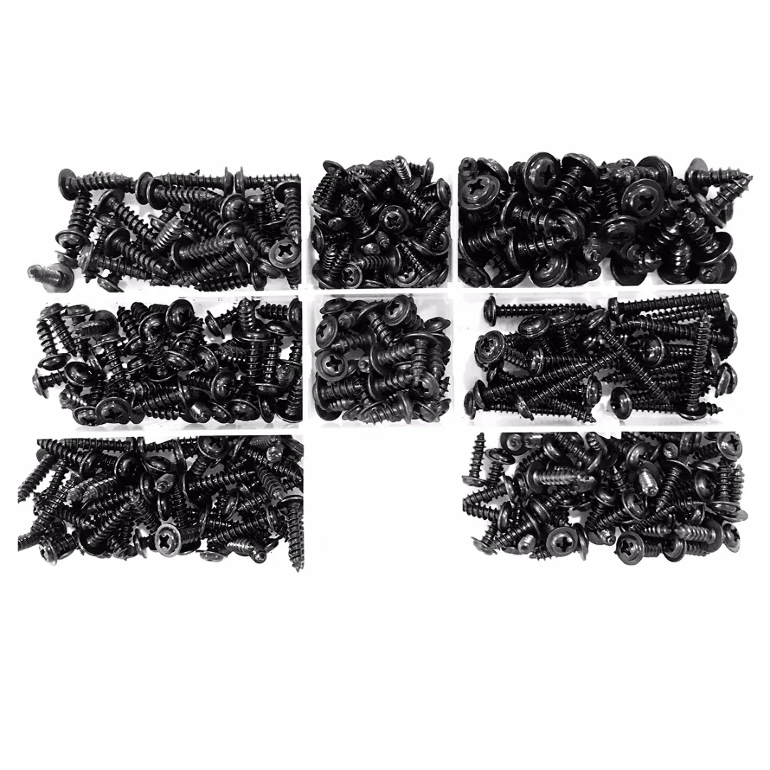 

Mayitr 340pcs Self Tapping Screws Round Head 4g 6g 8g 10g Black Flange Pozi Pan Assorted Screws Kit with Box