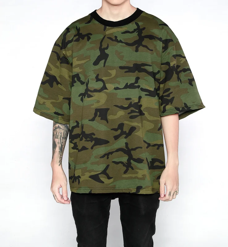 A5 2017 new men army military camo short sleeve oversized T shirt