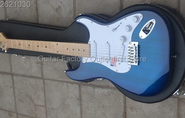 

HOT Real photo ST 6 string blue Electric guitar in stock without hard case hot Selling