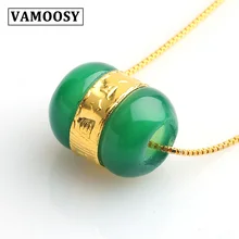 Настоящий натуральный камень, зеленый белый камень с 24 К золотым цветом, подвески на удачу, роскошные Винтажные Ювелирные изделия для женщин и мужчин, не chian