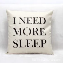 45 45 Cm I Need More Sleep Text Words Print Linen Throw Pillow Cushion Free Shipping