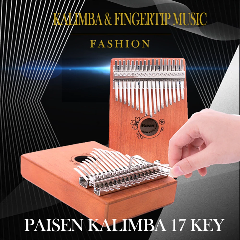

17 Keys Kalimba Thumb Piano High-Quality Wood Mahogany Body Musical Instrument With Learning Book Tune Hammer and Case for Kids