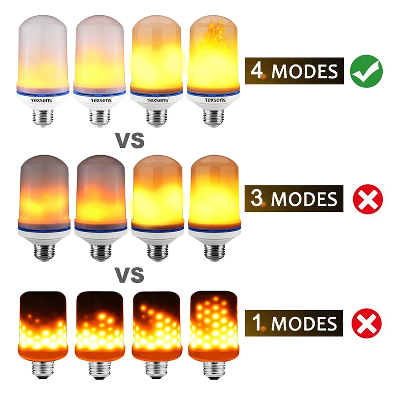 Texsens 2 шт 4 режима+ тяжести Сенсор с имитацией пламени E27 E26 B22 светодиодный эффект пламени огня лампочки мерцание Декор Светильник