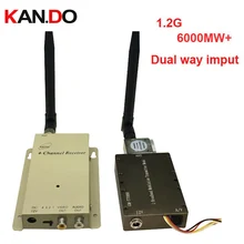 6W+ dual way video input 1.2G transceiver,1.2G CCTV camera drone transmitter Video Audio Transmitter Receiver fpv transmitter