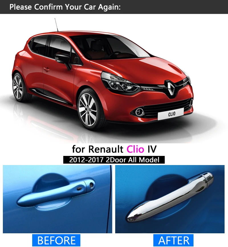 Хромированная накладка на дверную ручку для Renault Clio 4 MK4 IV 2012 2017 2013 2014 2015 2016