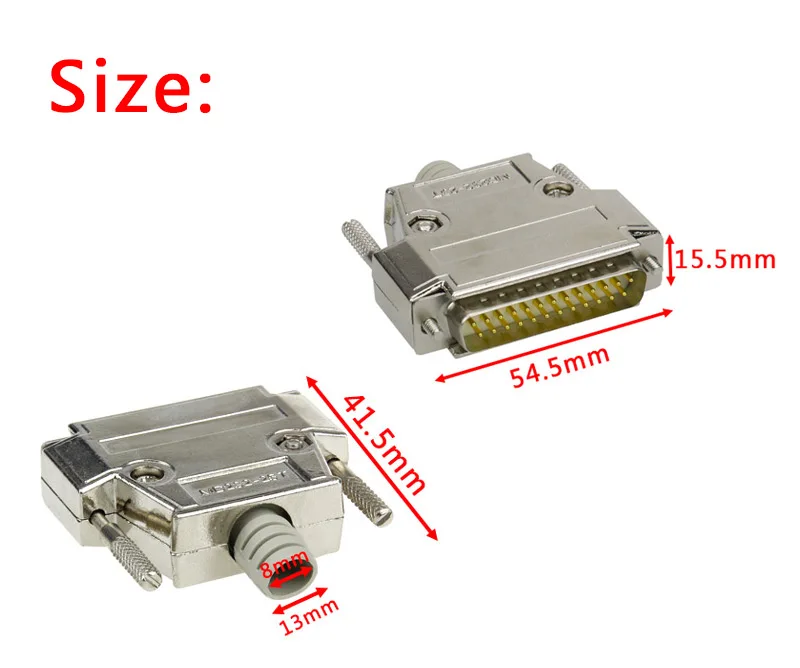 DB25 разъем мужской и женский 25 контакты D-SUB позолоченные иглы 2 ряда с металлический корпус