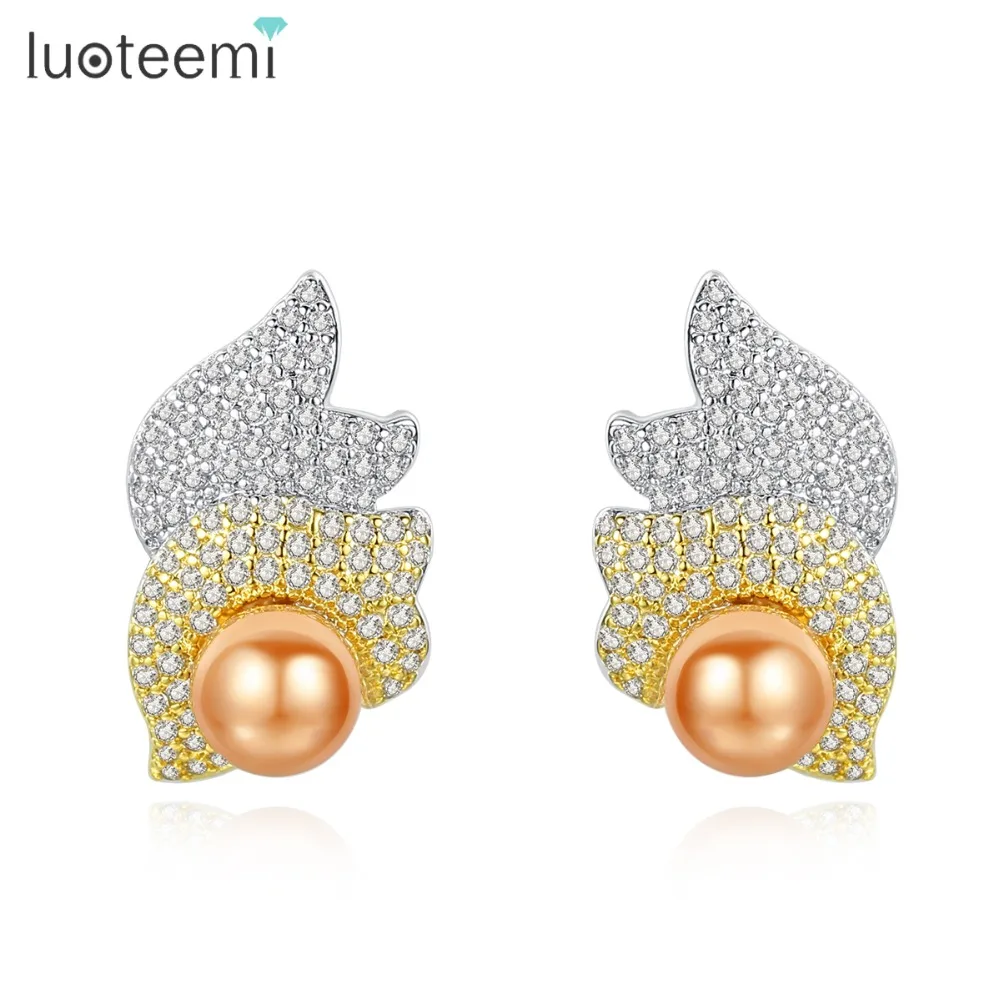 LUOTEEMI Фирменная Новинка модные серьги-гвоздики для женщин Свадебная вечеринка