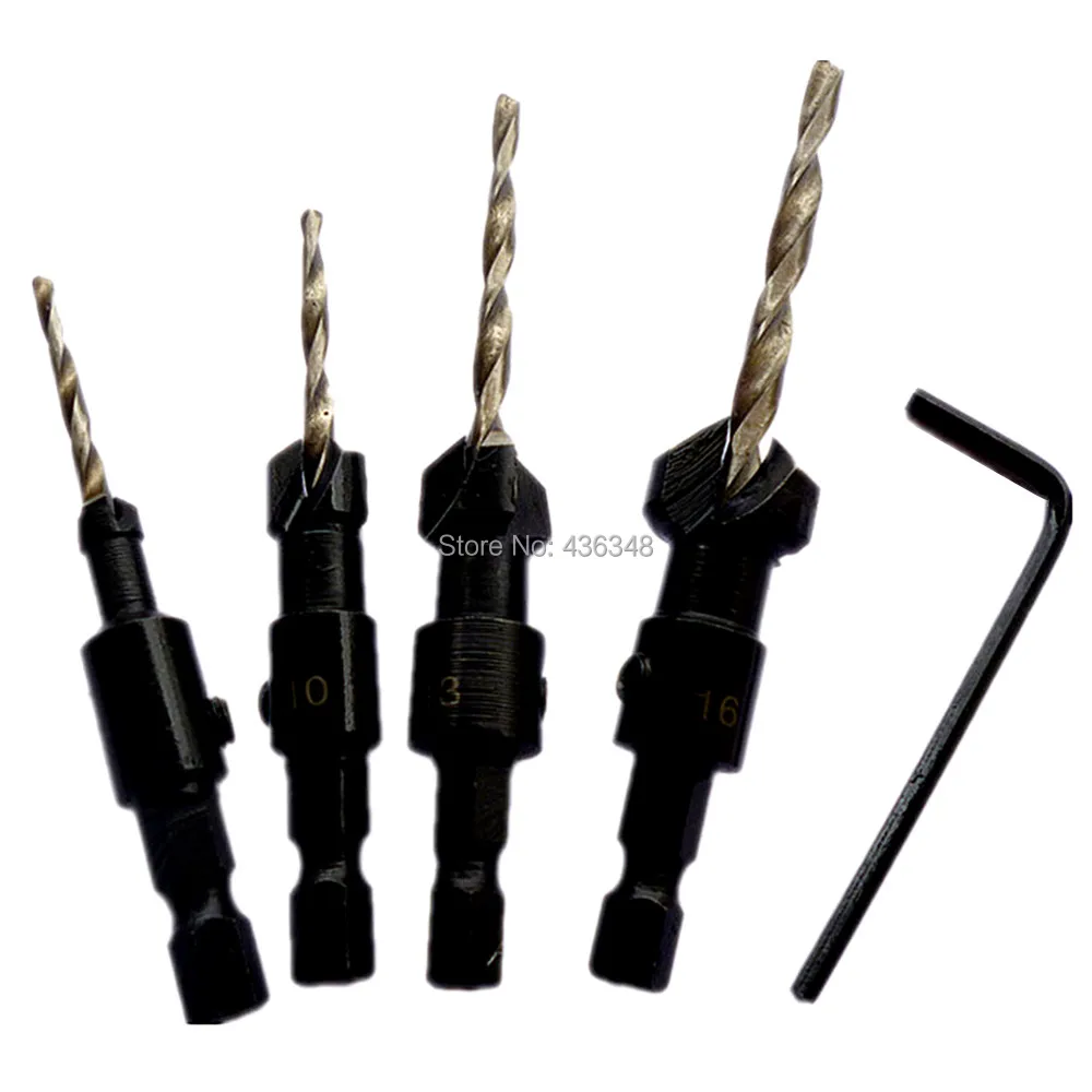 4 шт. набор конических столярных Сверл С шестигранным хвостовиком|drill hammer|drill