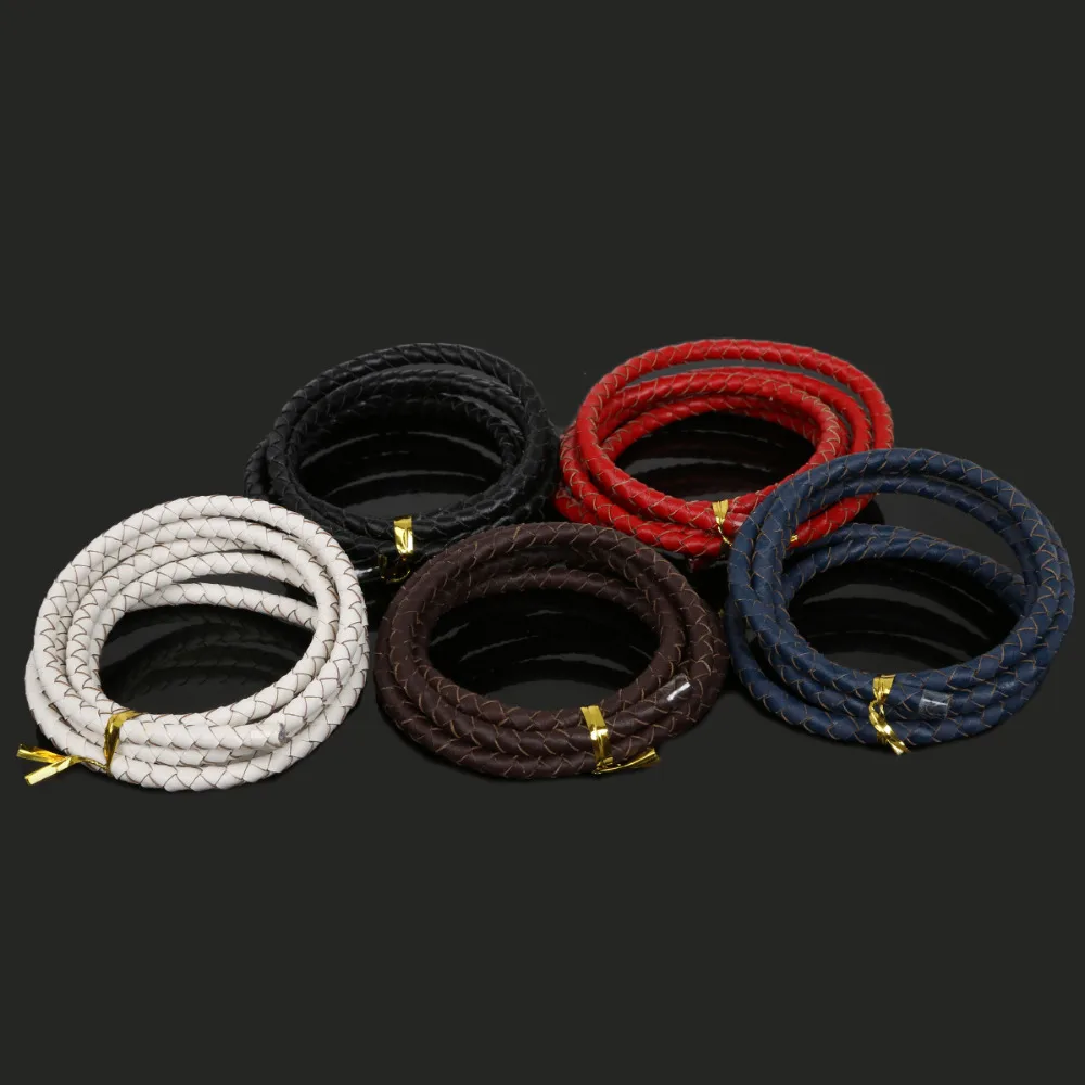 

Most Popular Diameter 5mm 1M Charm Round Braided Lether Rope Cord For Bracelet Necklace Jewelry Craft Making Wire Winding